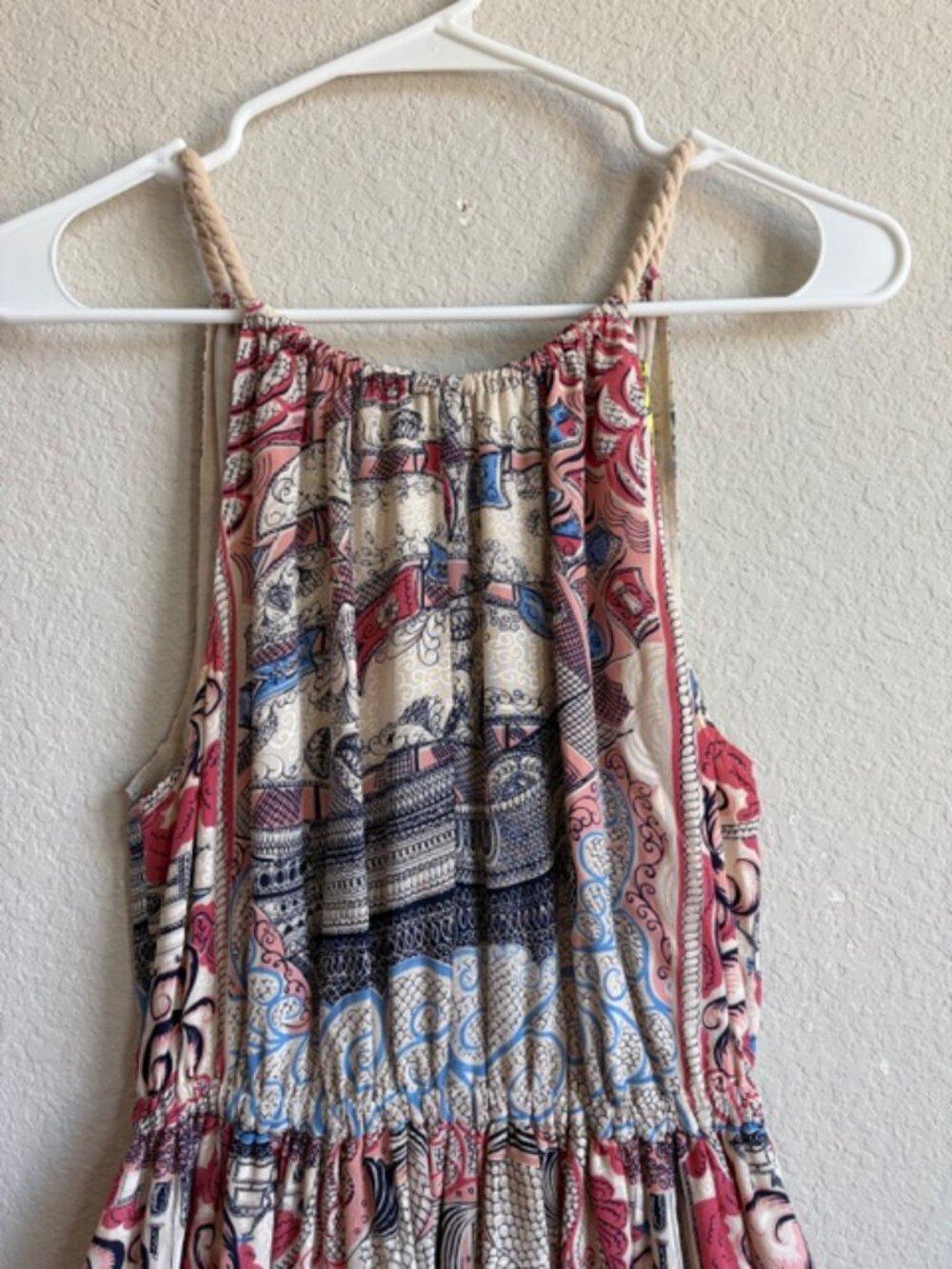 Anthropologie Floreat 100% Silk Women's Dress Size Small Nautical Rope Coastal - Picture 3 of 11